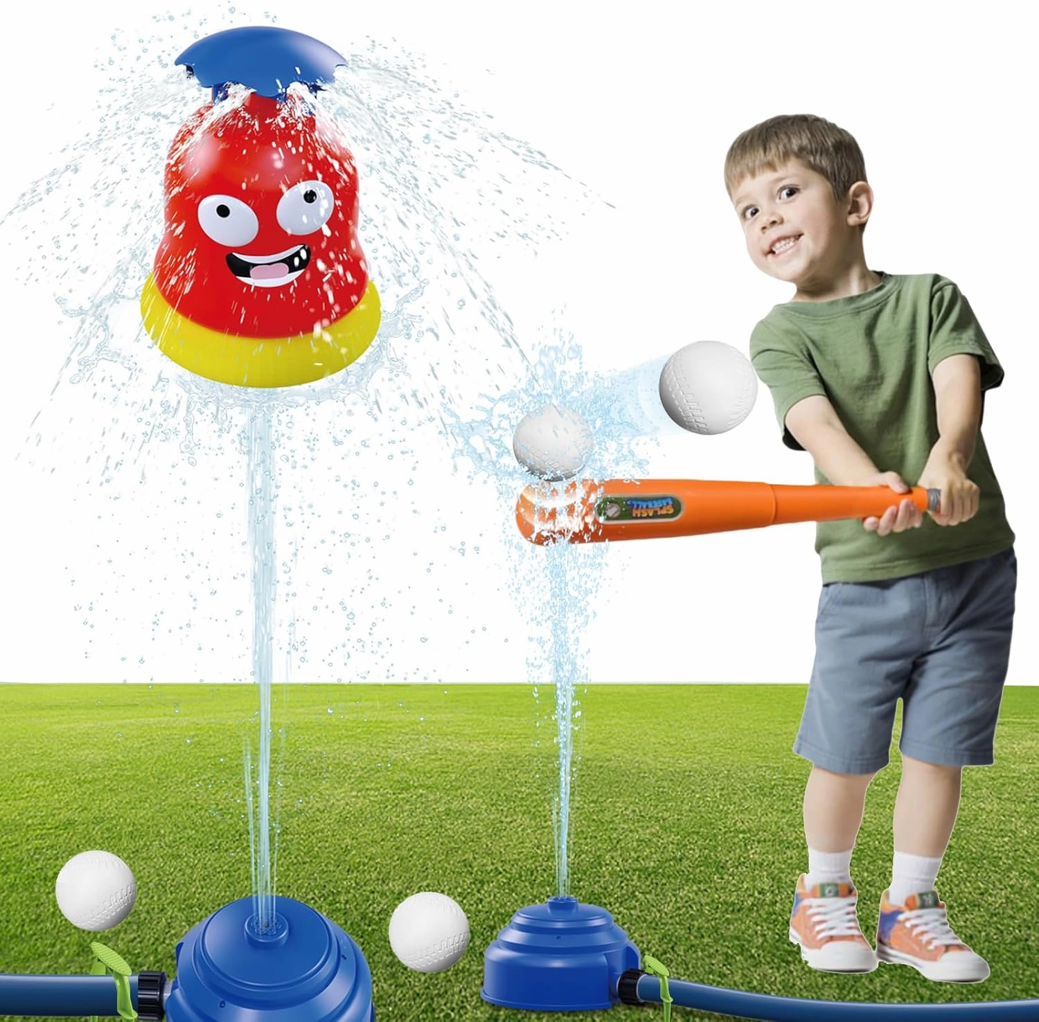Water Sprinkler Baseball Toy for Kids Water Splash 2 in 1 Funny Bugs Outdoor Water Play Summer Toy Rocket Sprinklers for Boys Girls Garden Lawns Backyard Swimming Pool Water Toys