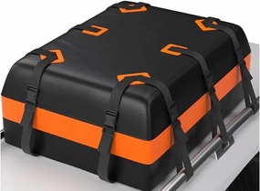 Waterproof Rooftop Cargo Bag All Weather Roof Rack Carrier Heavy Duty Cross Bars Adjustable Strap 55" W x 35" D x 15" H Soft Car Foldable Luggage Storage Universal Fit SUV Trunk Pickup Truck Bed