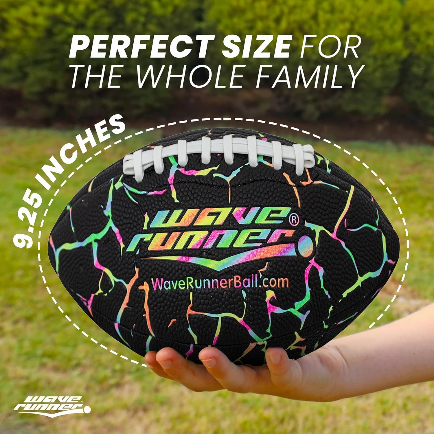Wave Runner Grip It Waterproof Junior Size Football, 9.25 Size, Durable & Double Laced, Perfect for Beach Accessories, Kids Games, Pool Toys, Outdoor Games, All-Weather Indoor & Outdoor Play