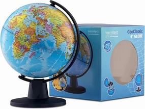 Waypoint Geographic GeoClassic Globe, 6” Ready-to-Assemble Blue Ocean World Globe, Up-To-Date Cartography, Perfect Globe for Educational Reference or Office Décor