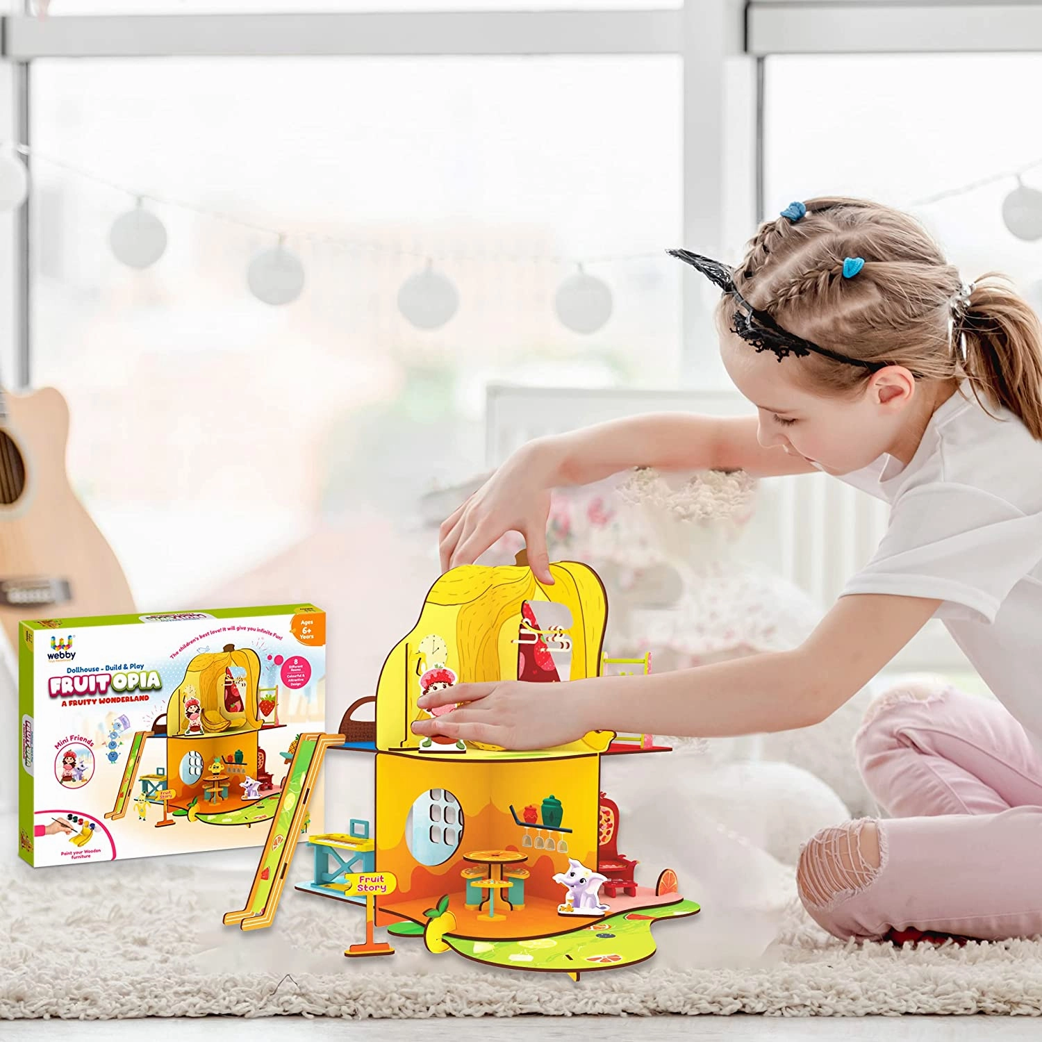 Webby Fruit Themed Double Storey Dollhouse for Girls and Boys