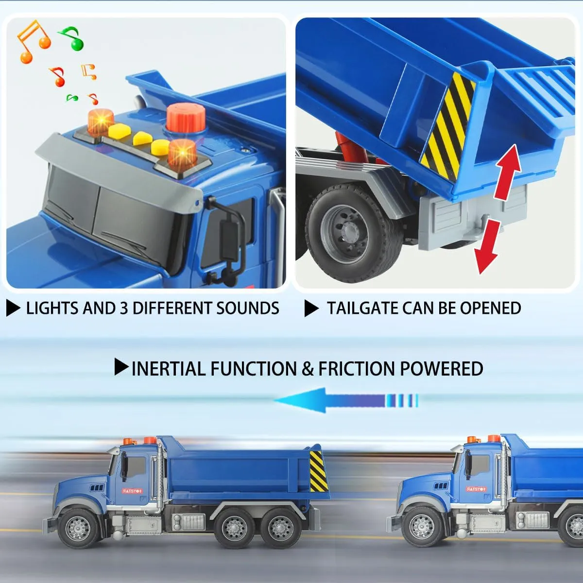 Wenbeier Dump Truck Toy for Kids 15" Large Toddler Trucks Toys Big Heavy Trucks with Lights and Sounds Kids Car Toys for Boys Age 3-5