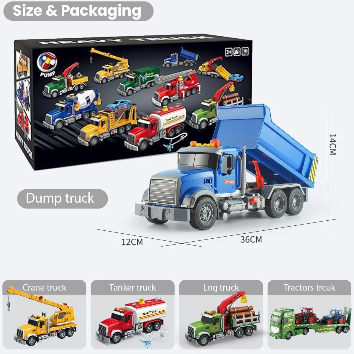 Wenbeier Dump Truck Toy for Kids 15" Large Toddler Trucks Toys Big Heavy Trucks with Lights and Sounds Kids Car Toys for Boys Age 3-5