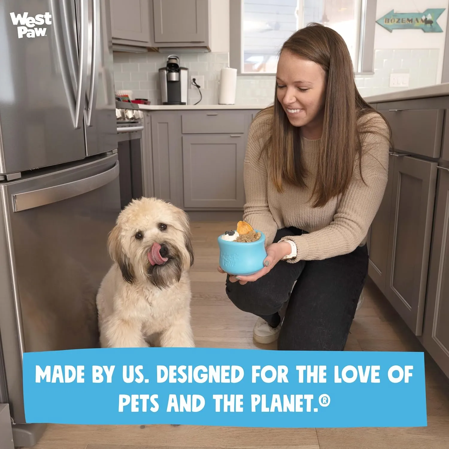 WEST PAW Zogoflex Limited Edition Toppl Treat Dispensing Dog Toy Puzzle – Interactive Chew Toys for Dogs – Dog Toy for Moderate Chewers, Fetch, Catch – Holds Kibble, Treats, Large 4", Periwinkle