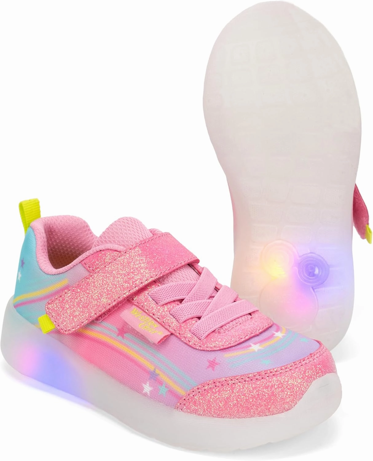 Western Chief Kids Lighted Flash Feet Sneakers – Breathable Mesh Shoes with Flashing Lights, Adjustable Strap, and Slip-Resistant Outsole for Active Boys and Girls