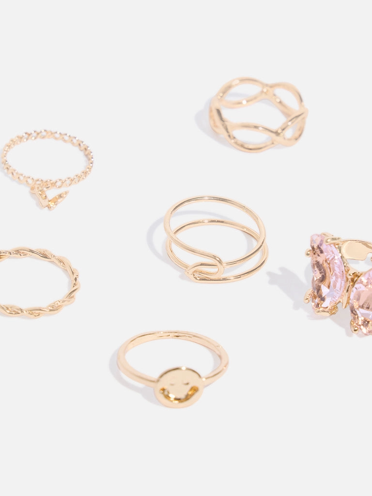 Westside Accessories Gold Butterfly Stackable Rings - Pack of 6