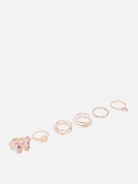 Westside Accessories Gold Butterfly Stackable Rings - Pack of 6