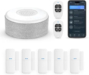 WiFi Door Alarm System, Wireless DIY Smart Home Security System, with Phone APP Alert, 8 Pieces-Kit (Alarm Siren, Door Window Sensor, Remote), Work with Alexa, for House, Apartment, by tolviviov
