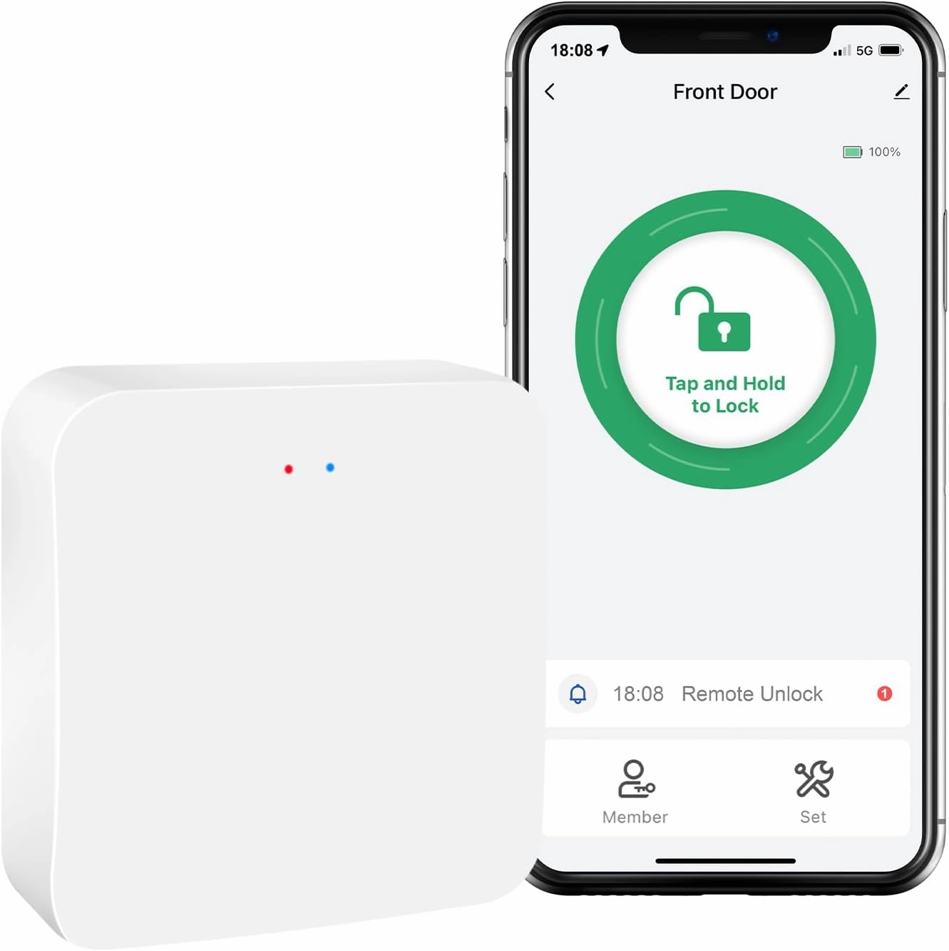 WiFi Gateway for YR01 YR05 Smart Lock with Handle,Compatible with Nice Digi App, Remotely Control Keyless Entry Door Lock,Compatible with Alexa to Voice Control Smart Door Lock