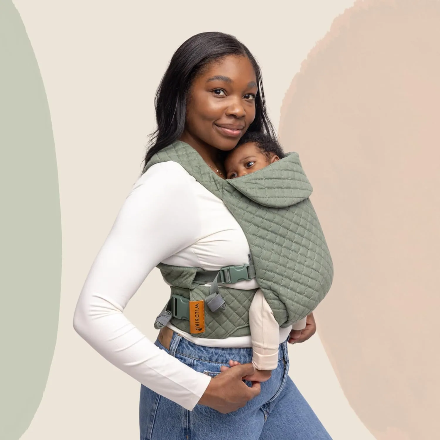 WildBird - Aerial Carrier - 7 to 45 lbs - for Moms, Dads & Caregivers - 100% Natural European Linen Fibers - Versatile & Adjustable - Large Size - Treepie Fabric (Amazon Exclusive)