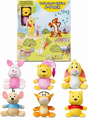 Winnie The Pooh and Pals 6 Pack - Miniature Plush Figure, Suffed Animal, Toy Mini Soft Figure for Kids, Girls and Boys Ages 4 