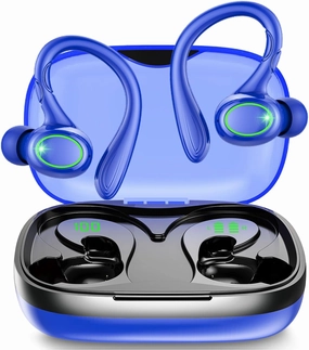Wireless Earbuds, 60H Playback Bluetooth 5.3 Headphones,Noise Cancelling Wireless Headphones with LED Battery Display, Mics Clear Call, IPX7 Waterproof Bluetooth Earbuds for Workout Sports (Blue)