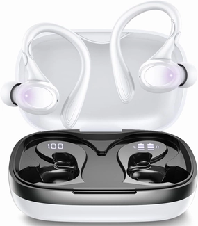 Wireless Earbuds, 60H Playback Bluetooth 5.3 Headphones,Noise Cancelling Wireless Headphones with LED Battery Display, Mics Clear Call, IPX7 Waterproof Bluetooth Earbuds for Workout Sports (White)