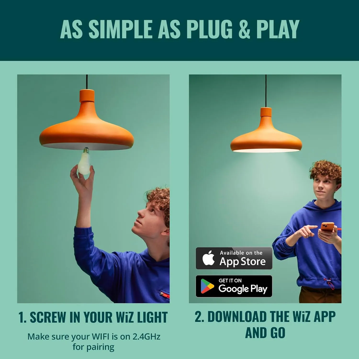 WiZ 60W A19 Color LED Smart Bulb - Pack of 3 - E26- Indoor - Connects to Your Existing Wi-Fi - Control with Voice or App   Activate with Motion - Matter Compatible