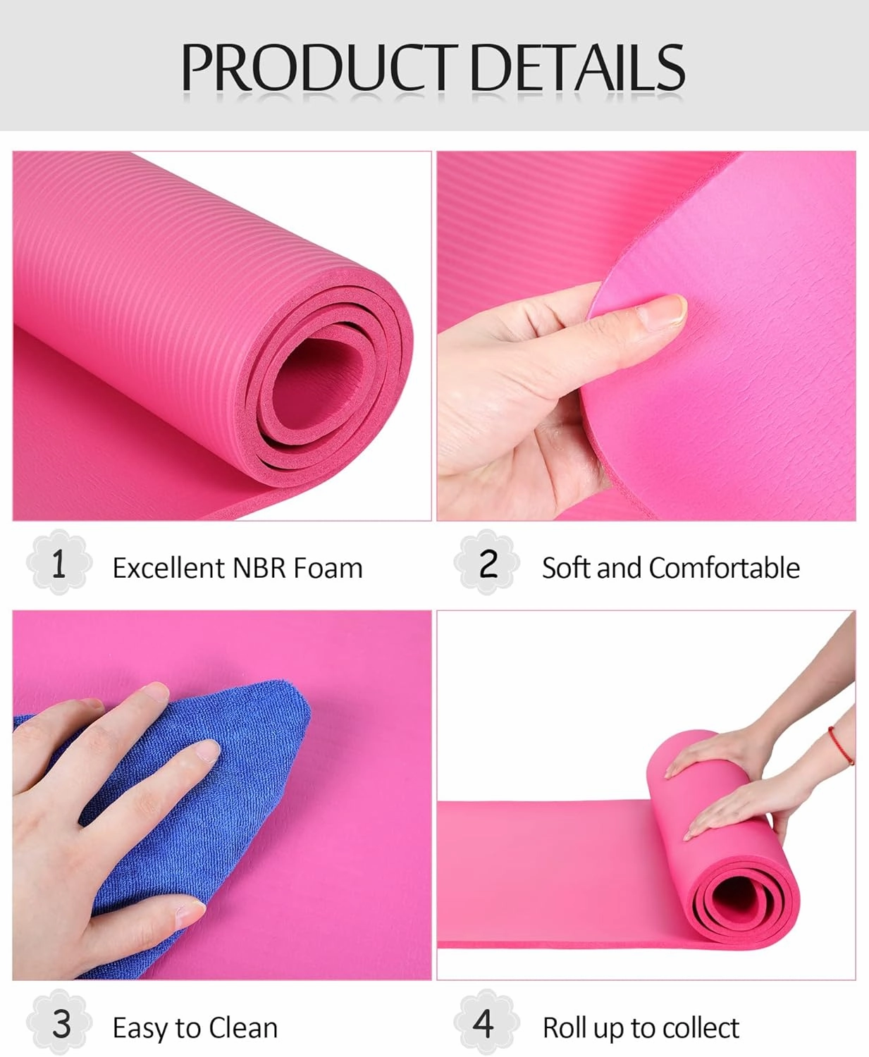 Woanger 2 Pack Yoga Mats (72x24) 3/8 Inch Thick Yoga Mat for Home Workout with Strap Non Slip for Women Men