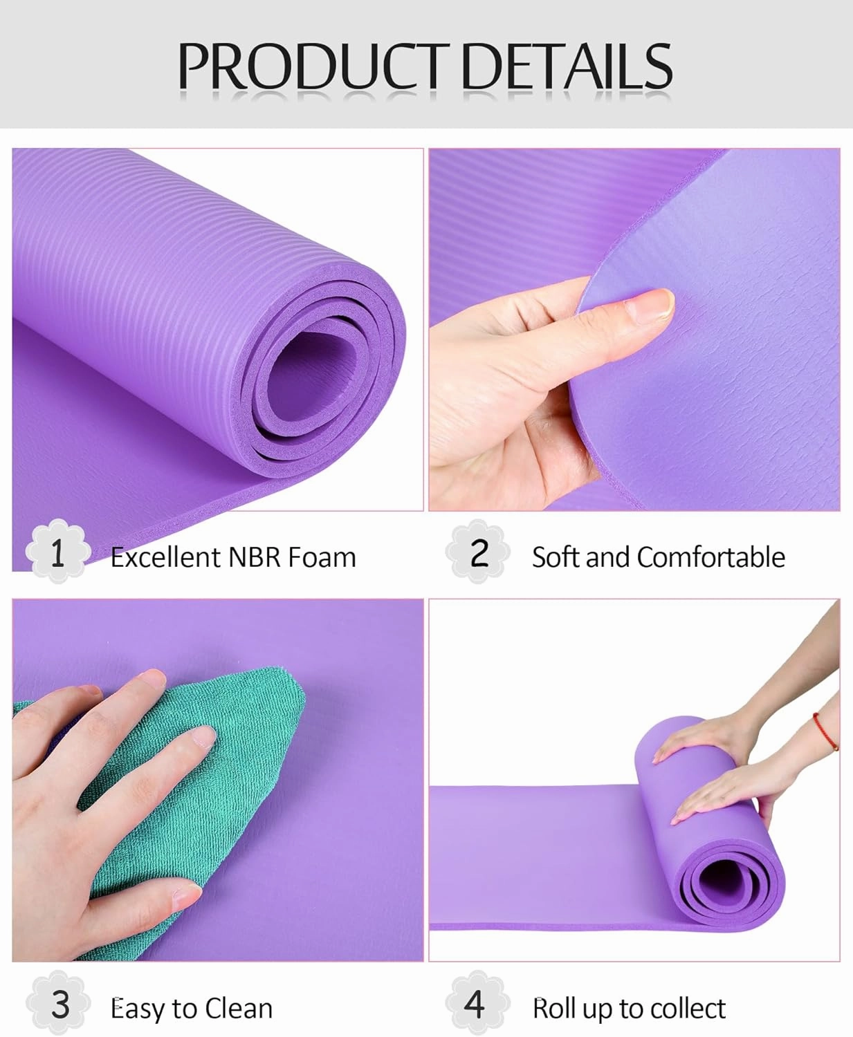 Woanger 2 Pack Yoga Mats (72x24) 3/8 Inch Thick Yoga Mat for Home Workout with Strap Non Slip for Women Men