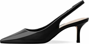 Women's Kitten Heel Slingback Pointed Closed Toe Pumps Dress Shoes for Women Low Stiletto Heels for Women Comfy Dressy Heels
