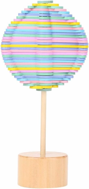 Wood Spin, Wooden Rotating Lollipop Funny Stress Rotary Relief Decompression Toy for Children Adults Home Decor (Macaron Color)