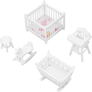 Wooden Dollhouse Furniture, 1:12 Scale Premium Wooden Dollhouse Nursery Furniture for 1:12