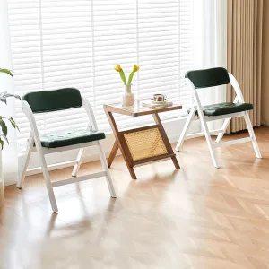 Wooden Folding Chairs Set of 2, Folding Chairs with Padded Seats, 31" Stackable Folding Dining Chairs, Folding Extra Chair for Banquet Room, Bedroom, Party Chairs, WhiteGreen