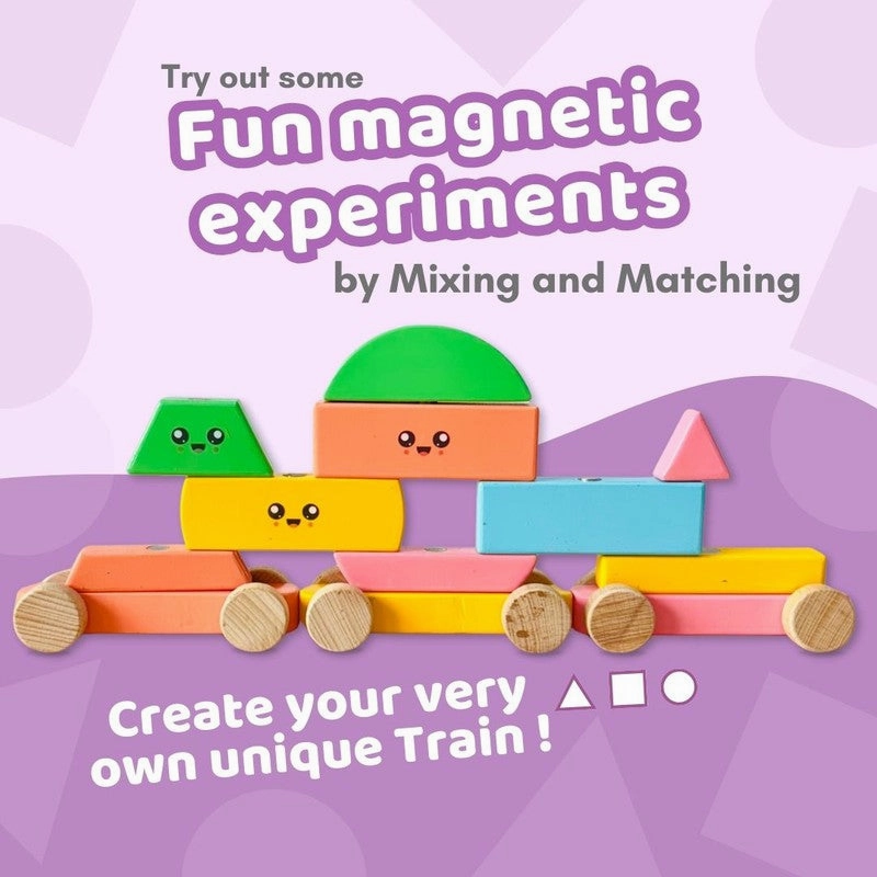 Wooden Magnetic Shapes Train for Kids (2-4 Years)