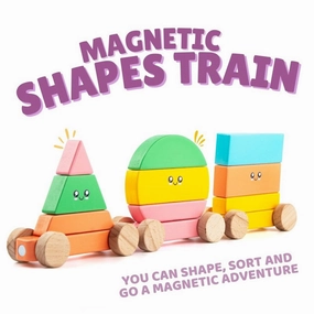 Wooden Magnetic Shapes Train for Kids (2-4 Years)