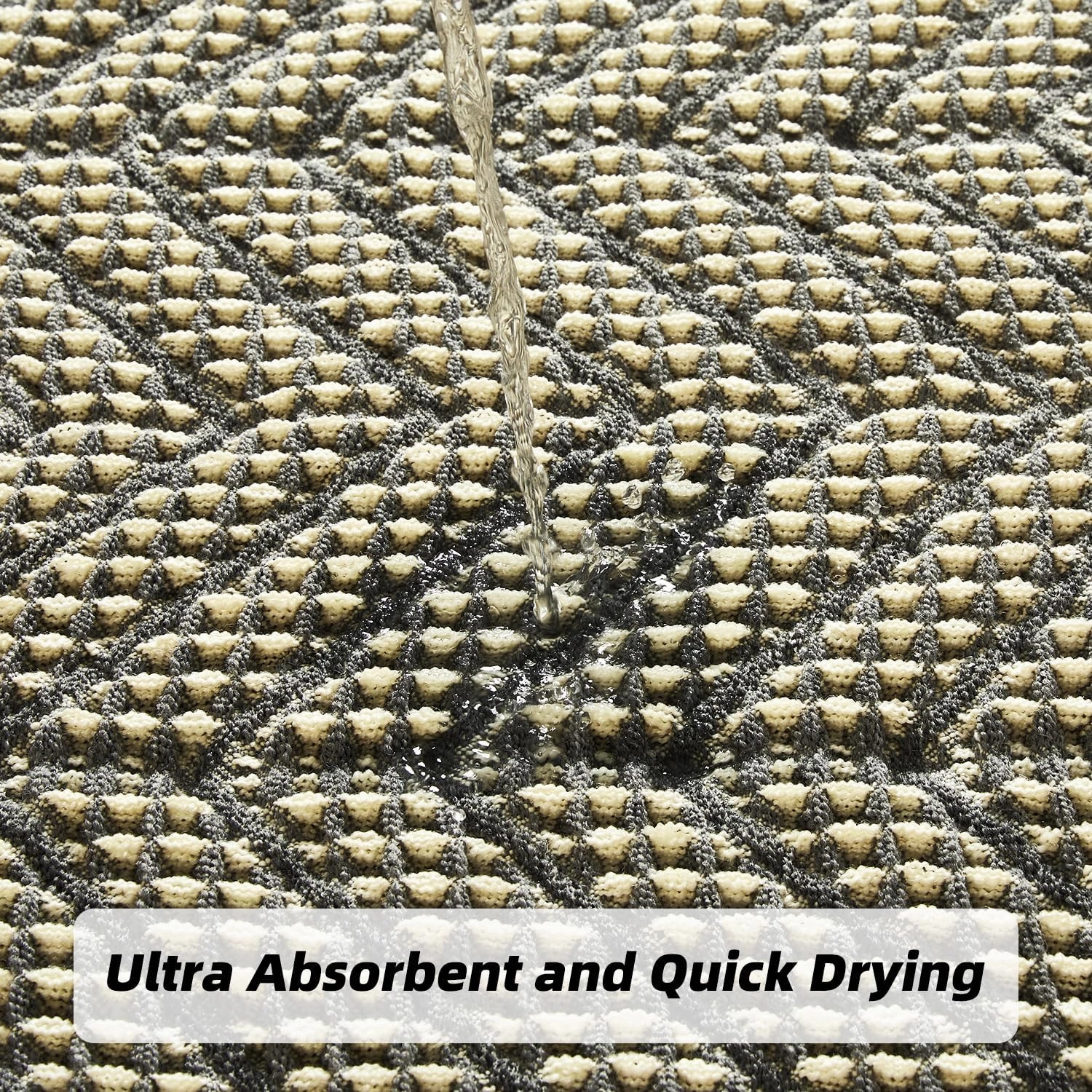 Woven Bath Mat,Upgraded Waffle Self Drying Bathroom Mat,Super Absorbent Non Slip Bathroom Drying Mat,Bathroom Rugs Non Slip Washable for Bathroom Floor,Ultra Soft,Bluish Grey & Yellow,24"*36"