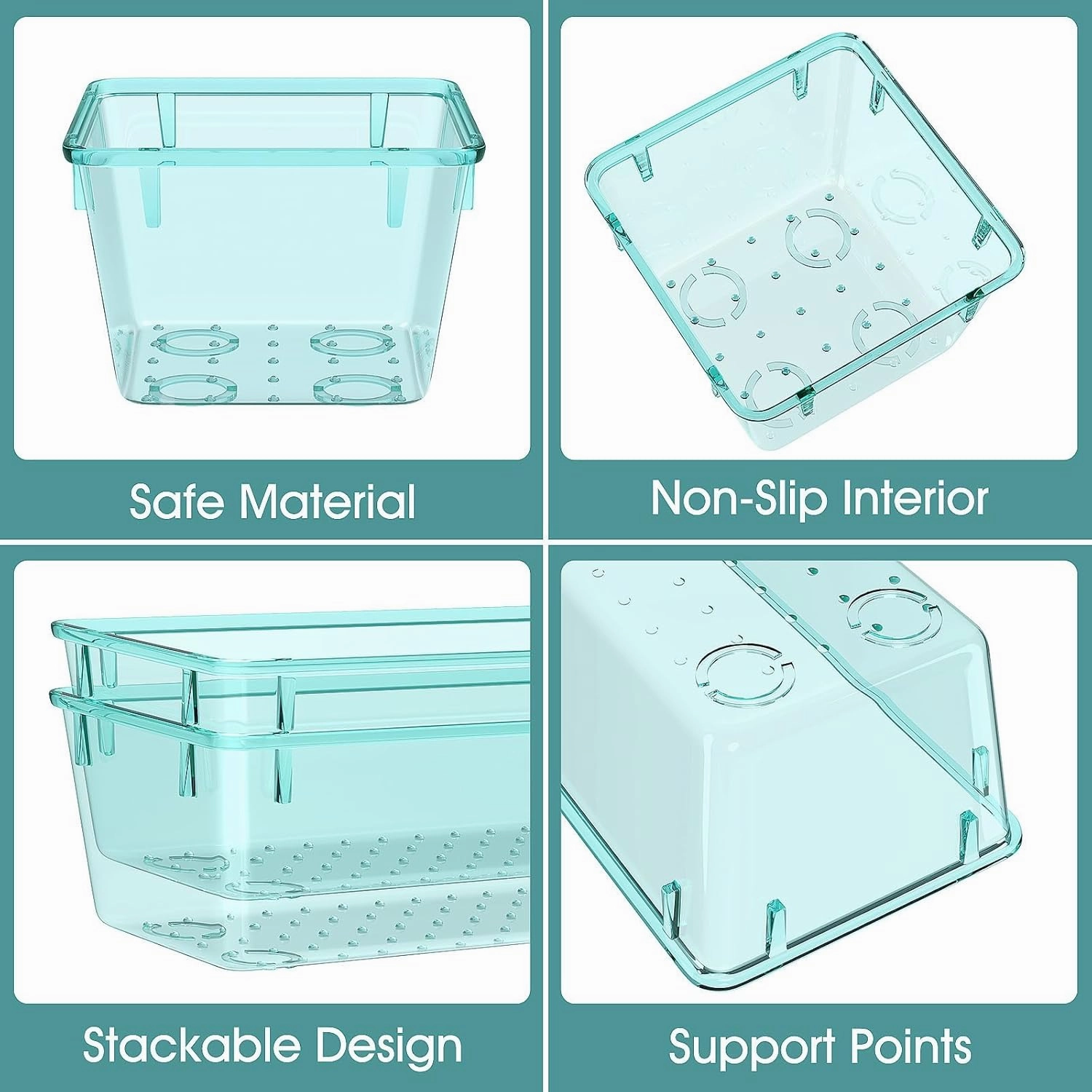 WOWBOX 25 PCS Plastic Drawer Organizer Set, 4 Sizes Desk Drawer Divider Organizers and Storage Bins for Makeup, Jewelry, Gadgets for Kitchen, Bedroom, Bathroom, Office, Sea Blue