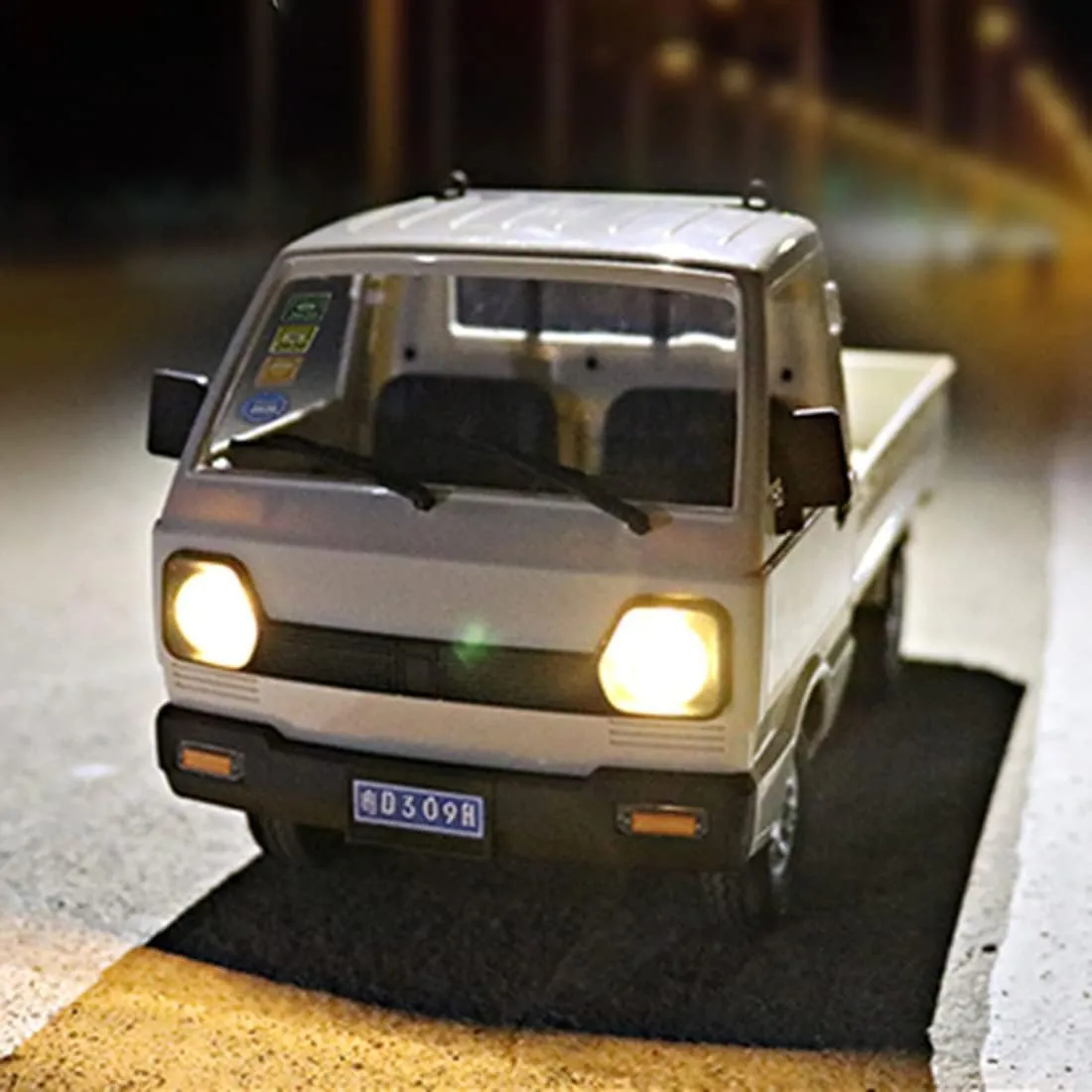WPL D12 1/16 Rc Kei Truck, 2.4GHz Mini Kei Truck Remote Control Drift Pickup Off Road Vehicle, 130 Motor Rear Drive 20KM/H Cargo Car with Led Light - 3 Battery