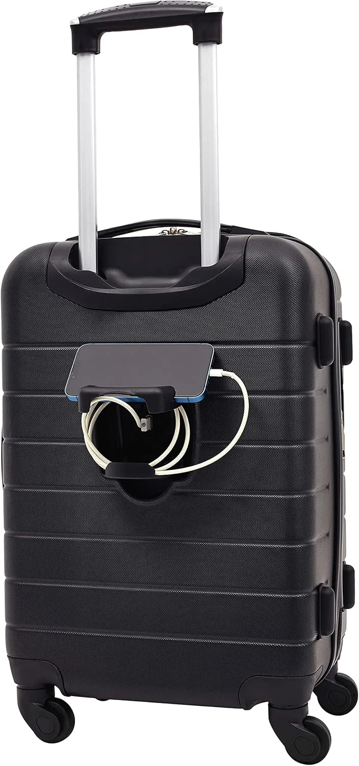 Wrangler Smart Luggage Cup Holder and USB Port, Black, 3 Piece Set