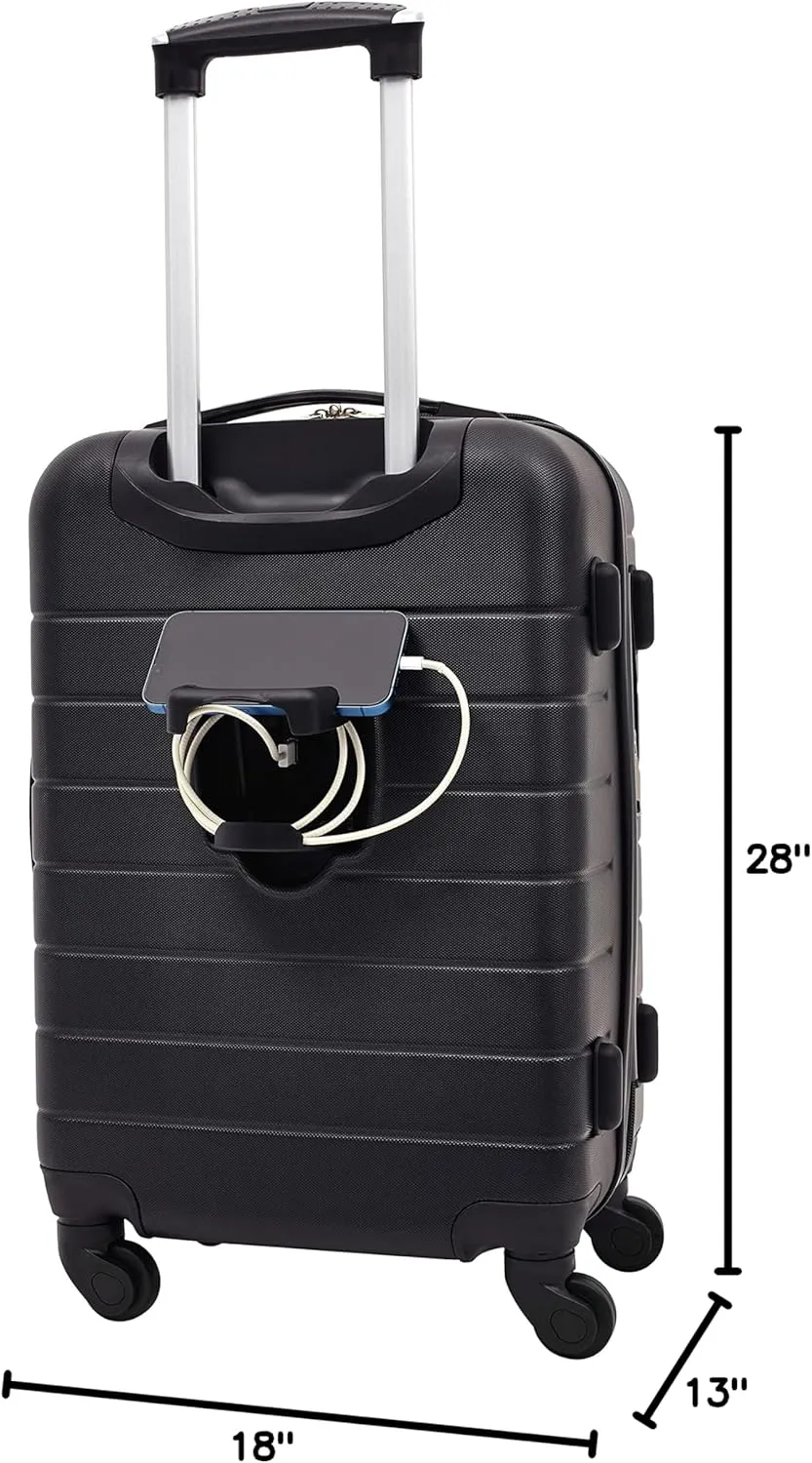 Wrangler Smart Luggage Cup Holder and USB Port, Black, 3 Piece Set