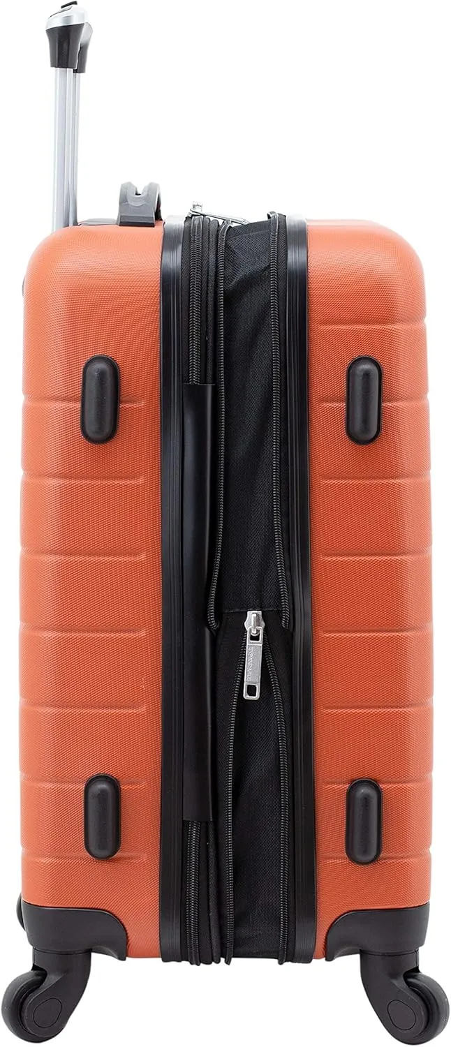 Wrangler Smart Luggage Set with Cup Holder and USB Port, Burnt Orange, 20-Inch Carry-On