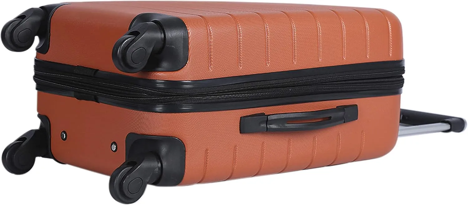 Wrangler Smart Luggage Set with Cup Holder and USB Port, Burnt Orange, 20-Inch Carry-On