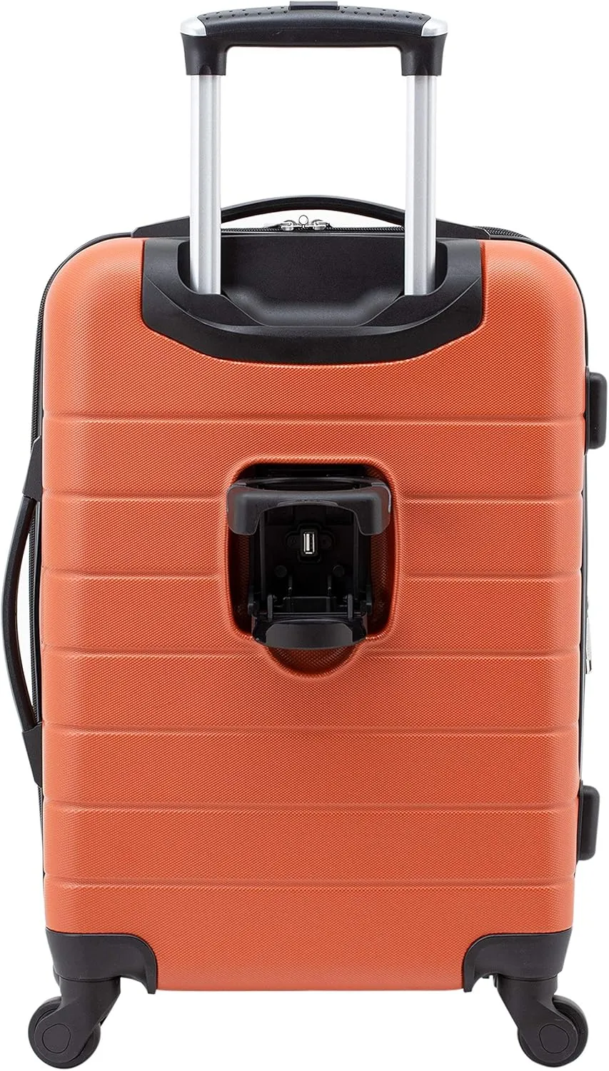 Wrangler Smart Luggage Set with Cup Holder and USB Port, Burnt Orange, 20-Inch Carry-On