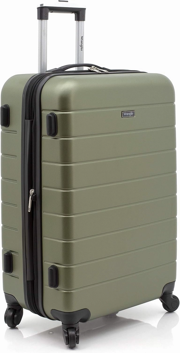 Wrangler Smart Luggage Cup Holder and USB Port, Olive Green, 3 Piece Set