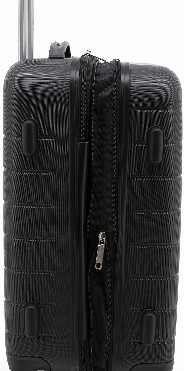 Wrangler Smart Luggage Set with Cup Holder and USB Port, Black, 20-Inch Carry-On