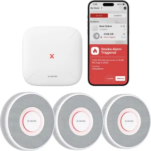 X-Sense Smart Smoke Detector with Voice Alerts and 17 Locations, Wi-Fi Smoke Alarm with SBS50 Base Station, Test from APP, Wireless Interconnected Fire Alarm, Model XS0B-MR31