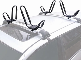 XCAR Universal 2 Pairs Kayak Roof Rack for Surfboard Paddleboard Canoe SUP Boat Skiboard- Rooftop J Bars Carriers Holders for Vehicle Car SUV - Roof Top Mount Kayaks Carrier with 4pcs Straps