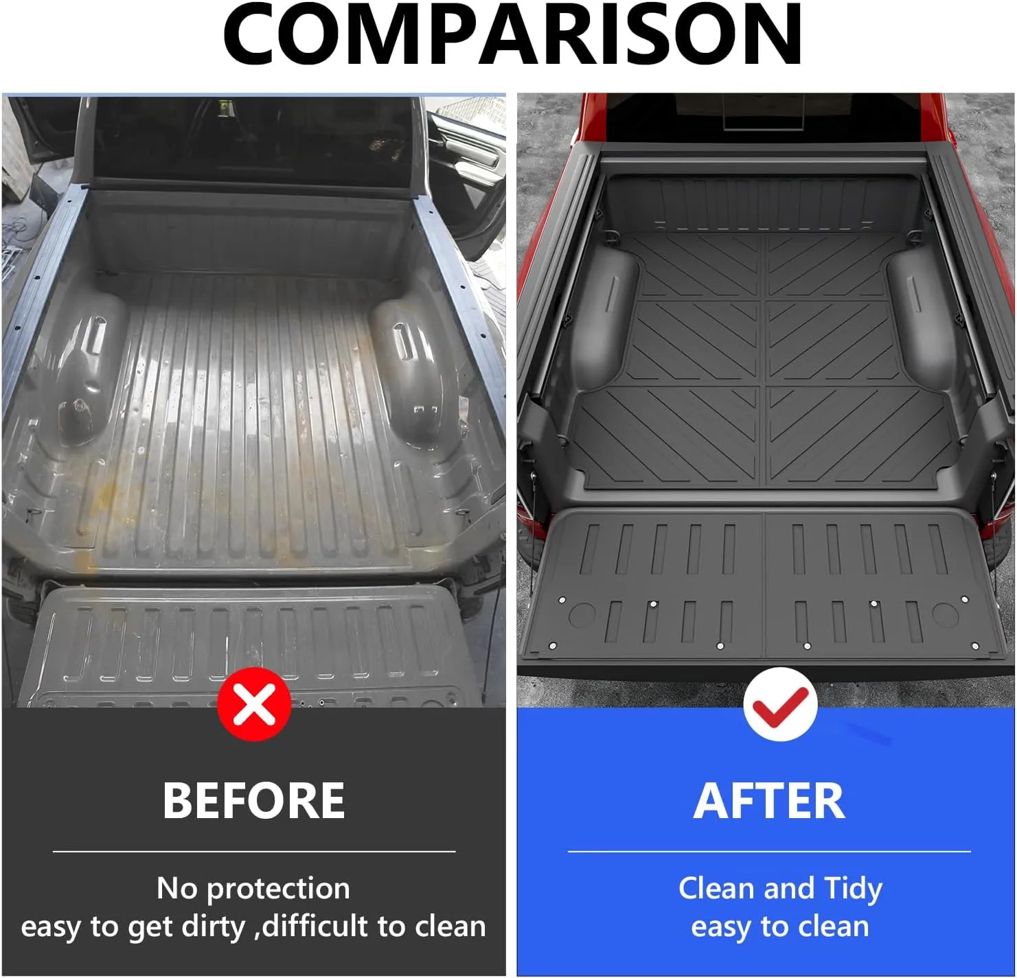 Xipoo 5.7FT Bed Mat Tailgate Mat Compatible with 2019-2025 Dodge Ram 1500 TPE Tailgate Liner Replacement for 2019-2025 Dodge Ram 1500 Accessories(5.7FT Truck Mat Tailgate Mat)