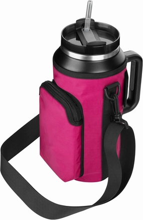 Xxerciz Water Bottle Carrier Bag with Phone Pocket for Stanley 30/40/64oz Tumbler with Handle, Nylon Water Bottle Holder Pouch with Adjustable Strap, Bottle Sling Sleeve for Stanley Cup Accessories
