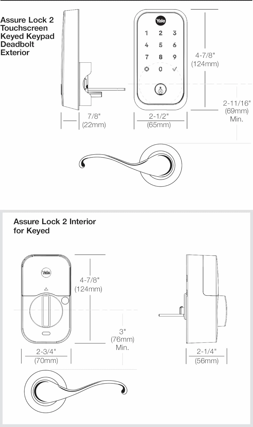 Yale Assure Lock 2 Deadbolt, Black Suede Digital Touchscreen Entry Door Lock with Electronic Keypad and Back-Up Key and Z-Wave, ‎YRD420-ZW2-BSP