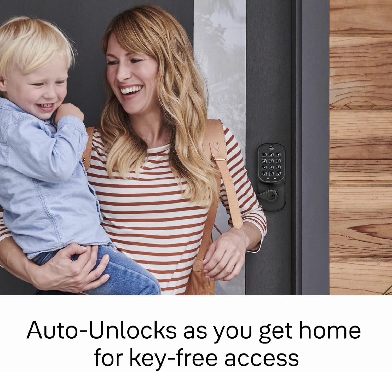 Yale Satin Nickel Assure Lock Entry Door Handle with Wi-Fi Connected Keypad, Smart Door Lock with Handle and Back-Up Key for Single Hole Entry Door, ‎YRL216-WF1-619
