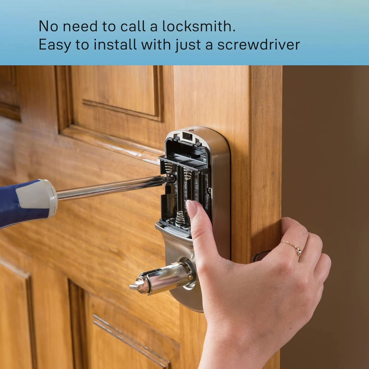 Yale Satin Nickel Assure Lock Entry Door Handle with Wi-Fi Connected Keypad, Smart Door Lock with Handle and Back-Up Key for Single Hole Entry Door, ‎YRL216-WF1-619