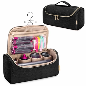 Yarwo Airwrap Travel Case Compatible for Dyson Airwrap Multi-Styler All Models and Attachments, Portable Storage Bag with Hanging Hook for Hair Curler Accessories, Black (Patented Design)