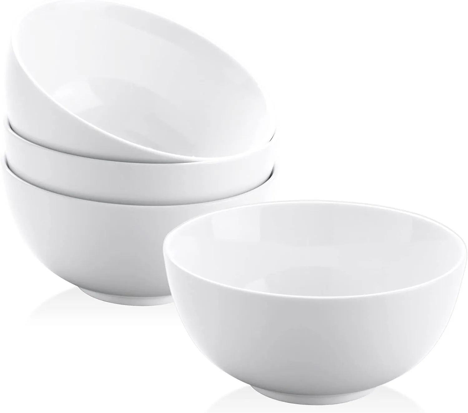Yedio 22 oz Ceramic Cereal Bowls, 6“ White Porcelain Bowls Set for Soup Oatmeal Rice Fruits, Set of 4, Microwave Dishwasher Safe，Stackable