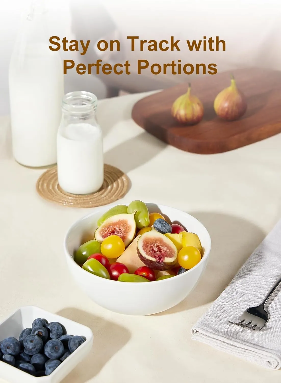 Yedio 22 oz Ceramic Cereal Bowls, 6“ White Porcelain Bowls Set for Soup Oatmeal Rice Fruits, Set of 4, Microwave Dishwasher Safe，Stackable