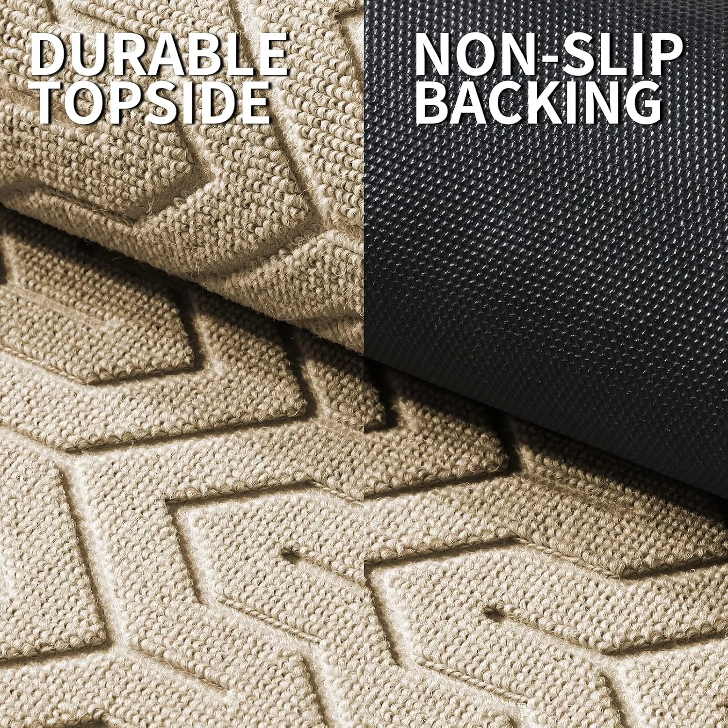 Yimobra Front Door Mat Outside Entrance, 29.5x17 Waterproof Outdoor Indoor Welcome Mats, Heavy Duty Doormat, Low Profile, Non Slip Garge Porch Entryway Mat, Easy Clean, Ligth Beige