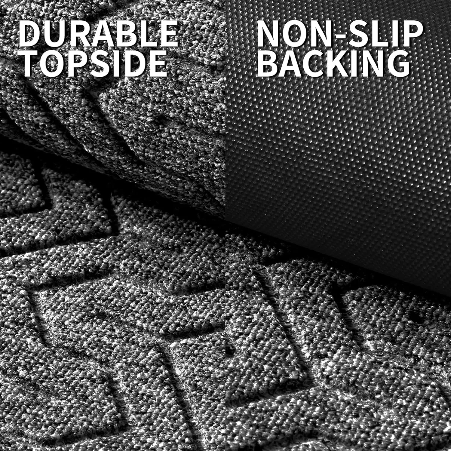 Yimobra Front Door Mat, Waterproof Indoor Outdoor Welcome Mats for Entrance, Heavy Duty Non-Slip Rubber Backing, Garage or Patio Entry Floor, 36x24, Black Grey