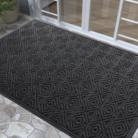 Yimobra Door Mat, Outdoor Indoor Entrance Welcome Mat, Heavy Entry Front Door Mat, Stain & Fade Resistant, Low Profile, Sturdy Rubber, Easy Clean Patio Floor Mat, Waterproof, 60 x 36,Black