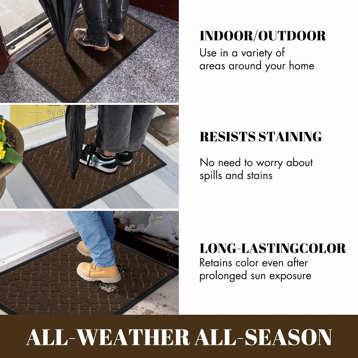 Yimobra Front Door Mat Outdoor Indoor, 29.5x17 All-Season Heavy Duty Door Mats Outside Entrance, All-Weather Heavy Duty Outdoor Welcome Mat, Non Slip Porch Patio Entrance Mat, Coffee